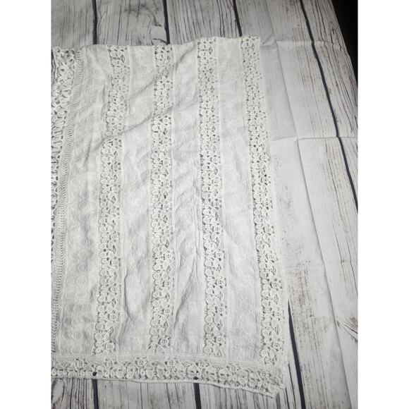 Chicos Size S/M Crochet Knit Top White Lace Short Sleeve Sheer Cover Up Boho - Picture 5 of 10